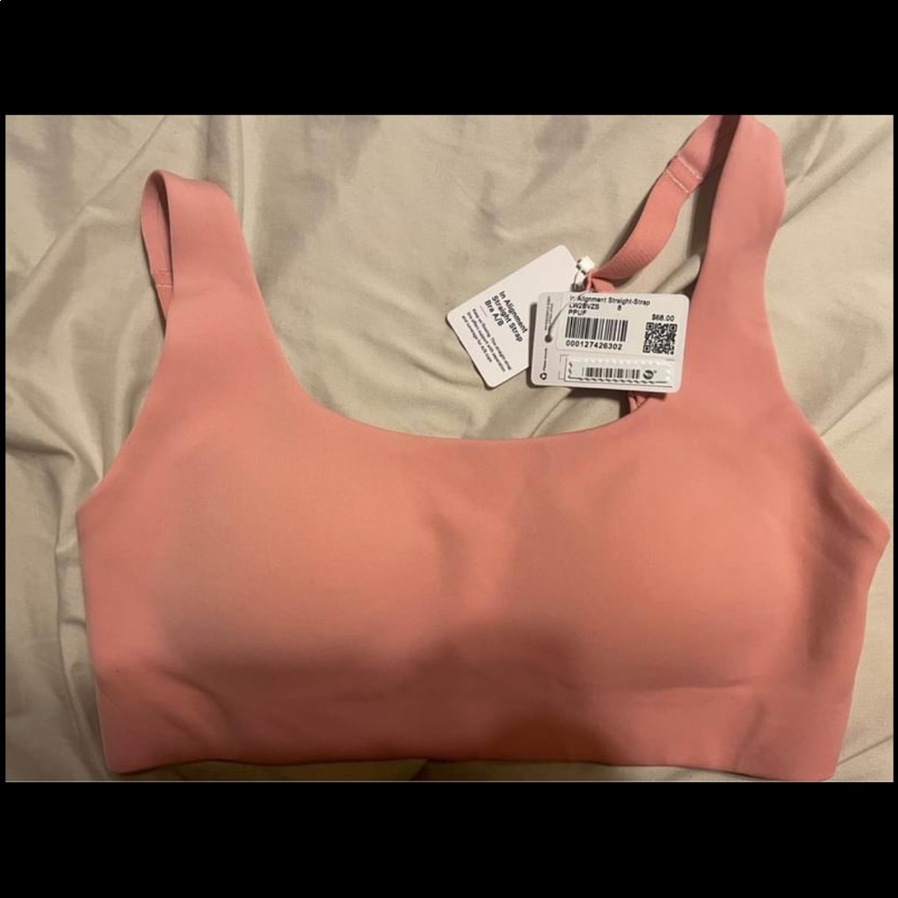 Lululemon NWT IN ALIGNMENT STRAIGHT-STRAP BRA *LIGHT SUPPORT, A/B CUP Pink Puff